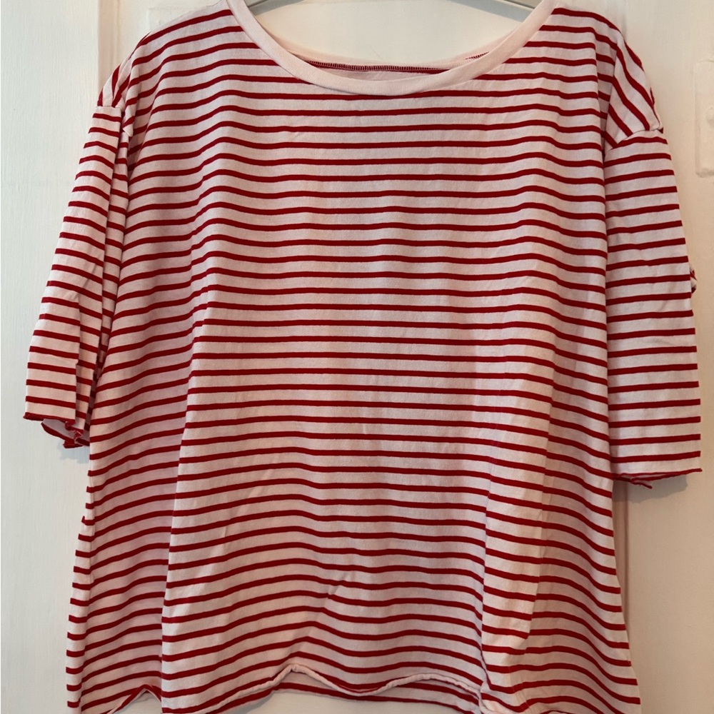 Frank and Eileen, Striped Red and White Women’s Tee new